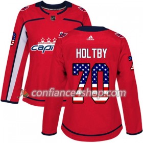 Adidas Maillot de Hockey Washington Capitals Braden Holtby 70 2017-2018 Rouge USA Flag Fashion Authentic - Femme